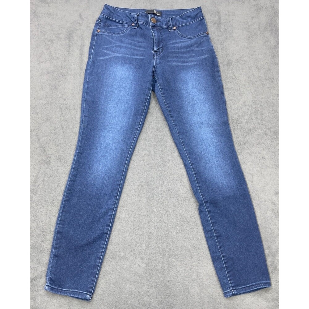 1822 Denim Skinny Mid Rise Stretch Distressed Whiskered‎ Jeans Womens Sz 6 Blue